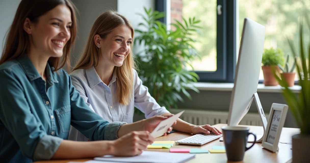 Colega de trabalho sorrindo ao receber um presente